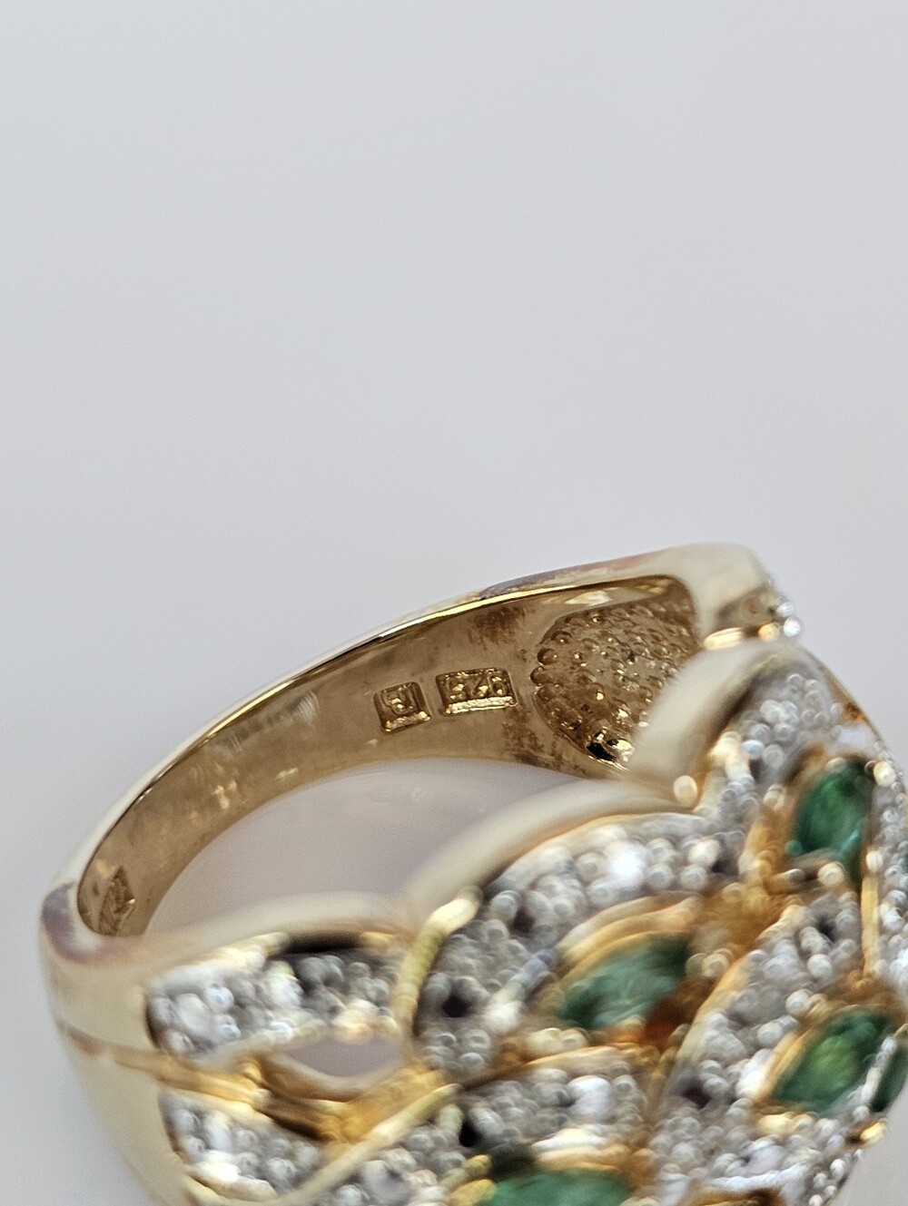 Vintage Genuine Emerald & Diamond Ring Yellow Gold Vermeil Size 6! - Picture 4 of 6